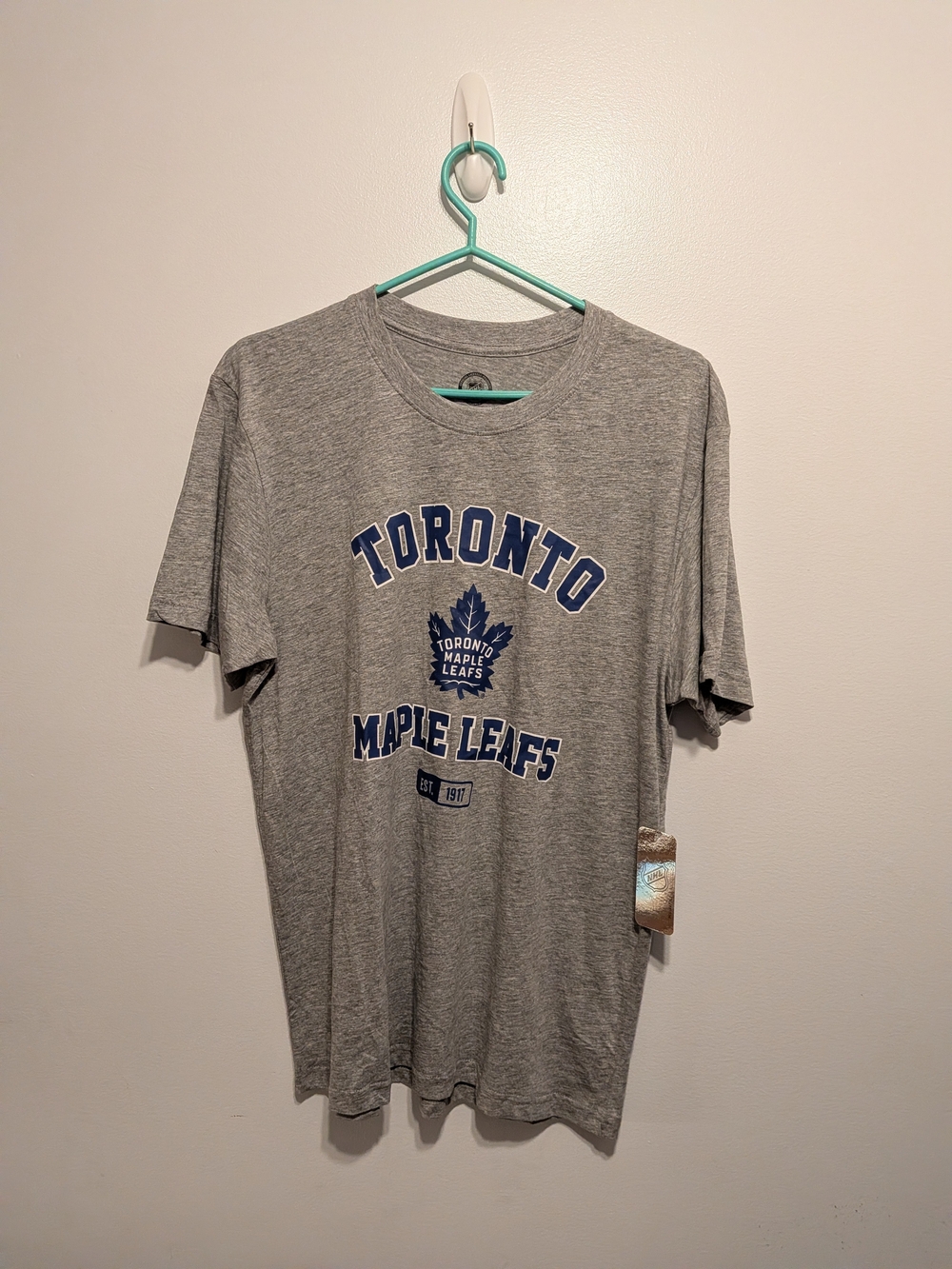 NHL Toronto Maple Leafs Gray Graphic Tee with Blue Logo